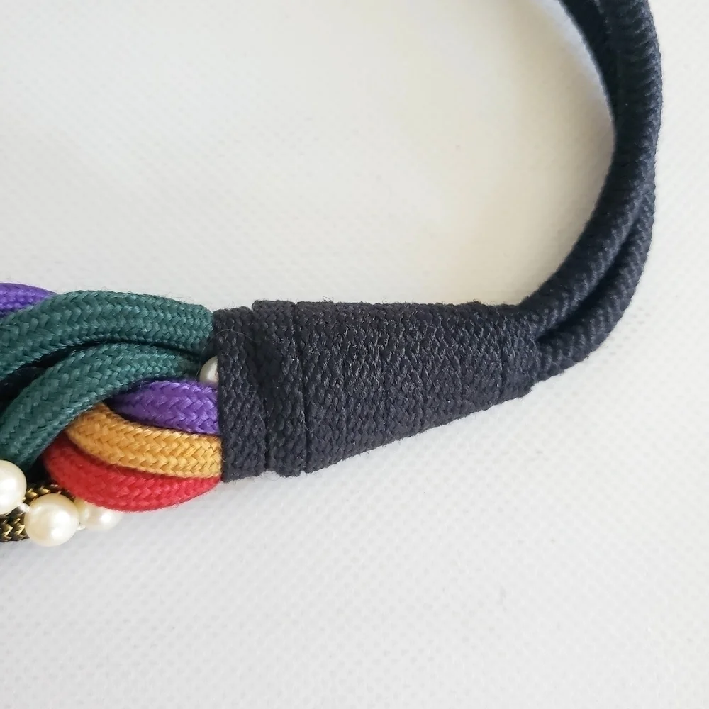 Braided Belt Red Green Purple Unbranded Vintage 80s 32